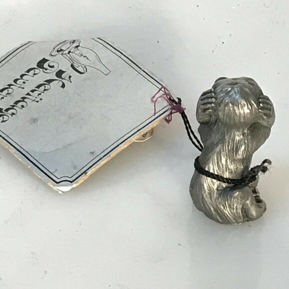 Heritage Pewter Figurine Hear no Evil Monkey Vintage Gift NWT Office Desk Decor - Picture 7 of 7